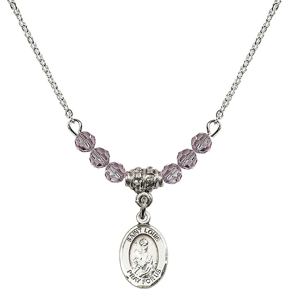 Sterling Silver Saint Louis Birthstone Necklace with Light Amethyst Beads - 9081