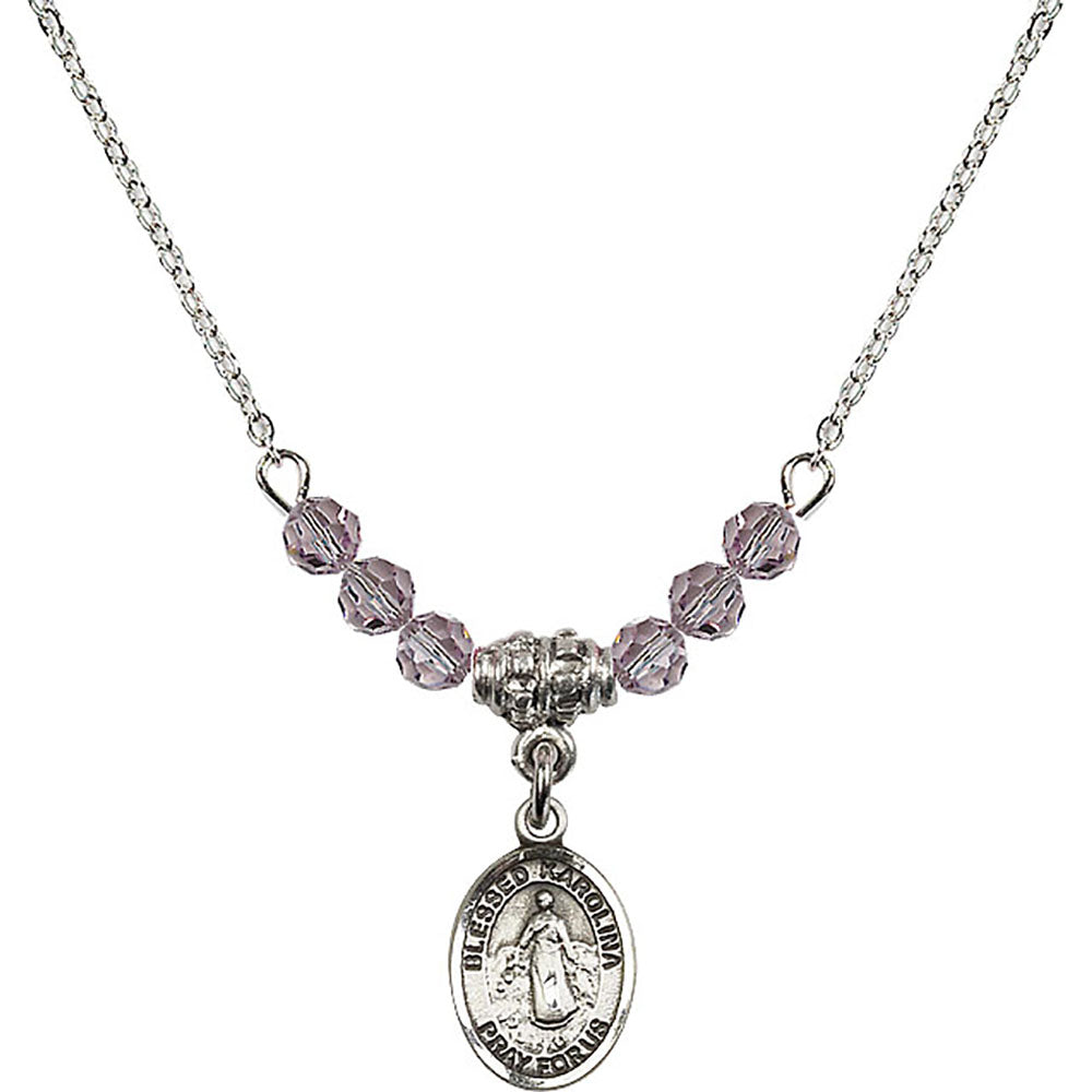 Sterling Silver Blessed Karolina Kozkowna Birthstone Necklace with Light Amethyst Beads - 9283