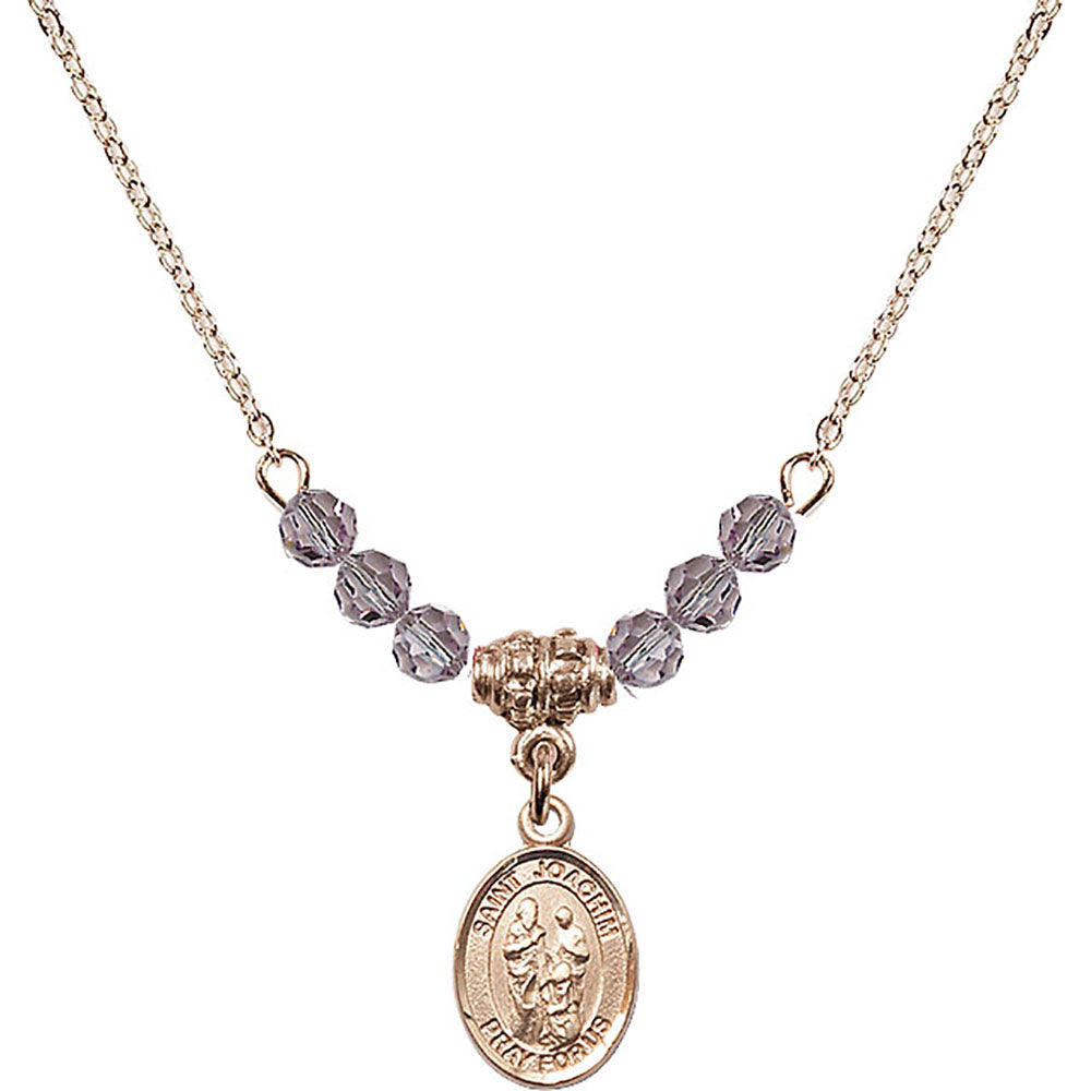 14kt Gold Filled Saint Joachim Birthstone Necklace with Light Amethyst Beads - 9348