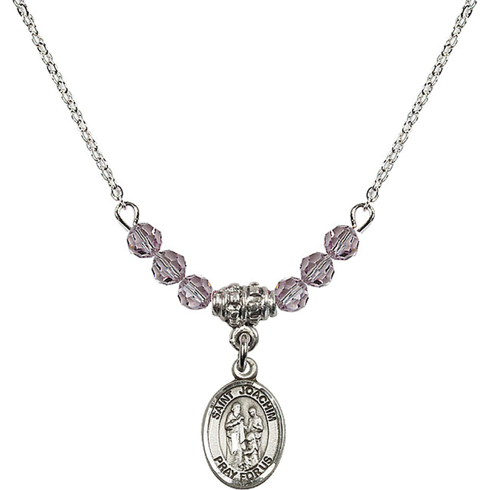 Sterling Silver Saint Joachim Birthstone Necklace with Light Amethyst Beads - 9348