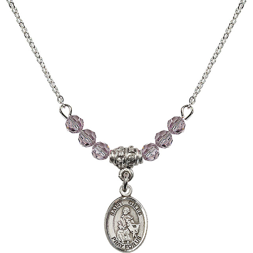 Sterling Silver Saint Giles Birthstone Necklace with Light Amethyst Beads - 9349