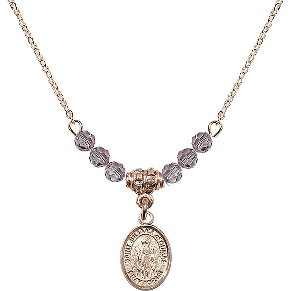14kt Gold Filled Saint Juliana of Cumae Birthstone Necklace with Light Amethyst Beads - 9372