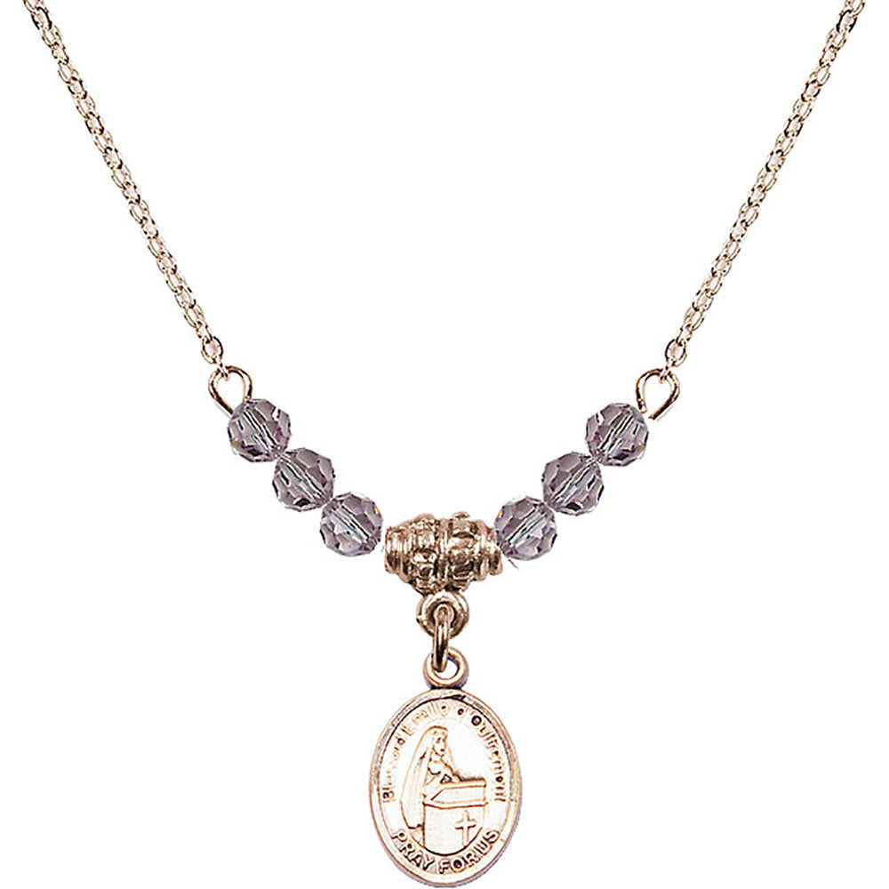 14kt Gold Filled Blessed Emilee Doultremont Birthstone Necklace with Light Amethyst Beads - 9390