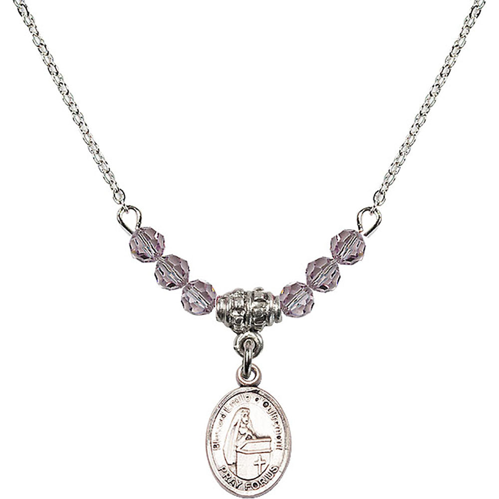 Sterling Silver Blessed Emilee Doultremont Birthstone Necklace with Light Amethyst Beads - 9390