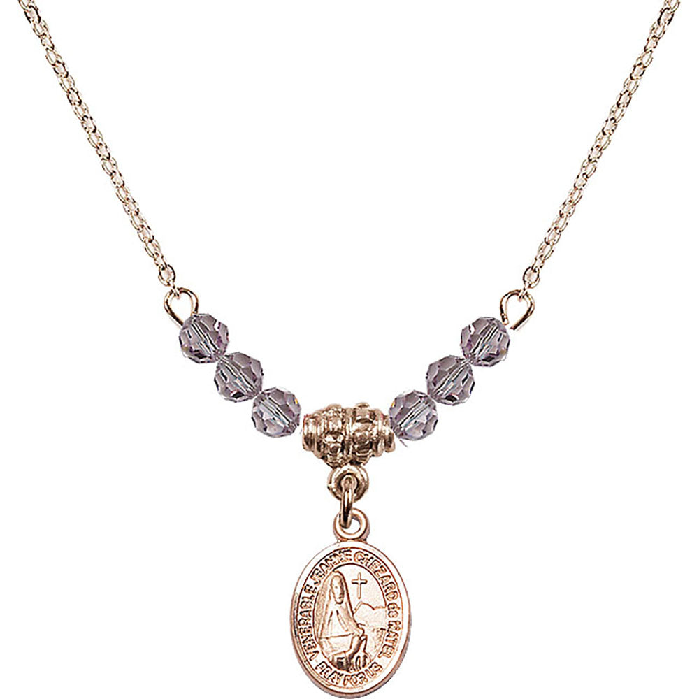 14kt Gold Filled Saint Jeanne Chezard de Matel Birthstone Necklace with Light Amethyst Beads - 9401