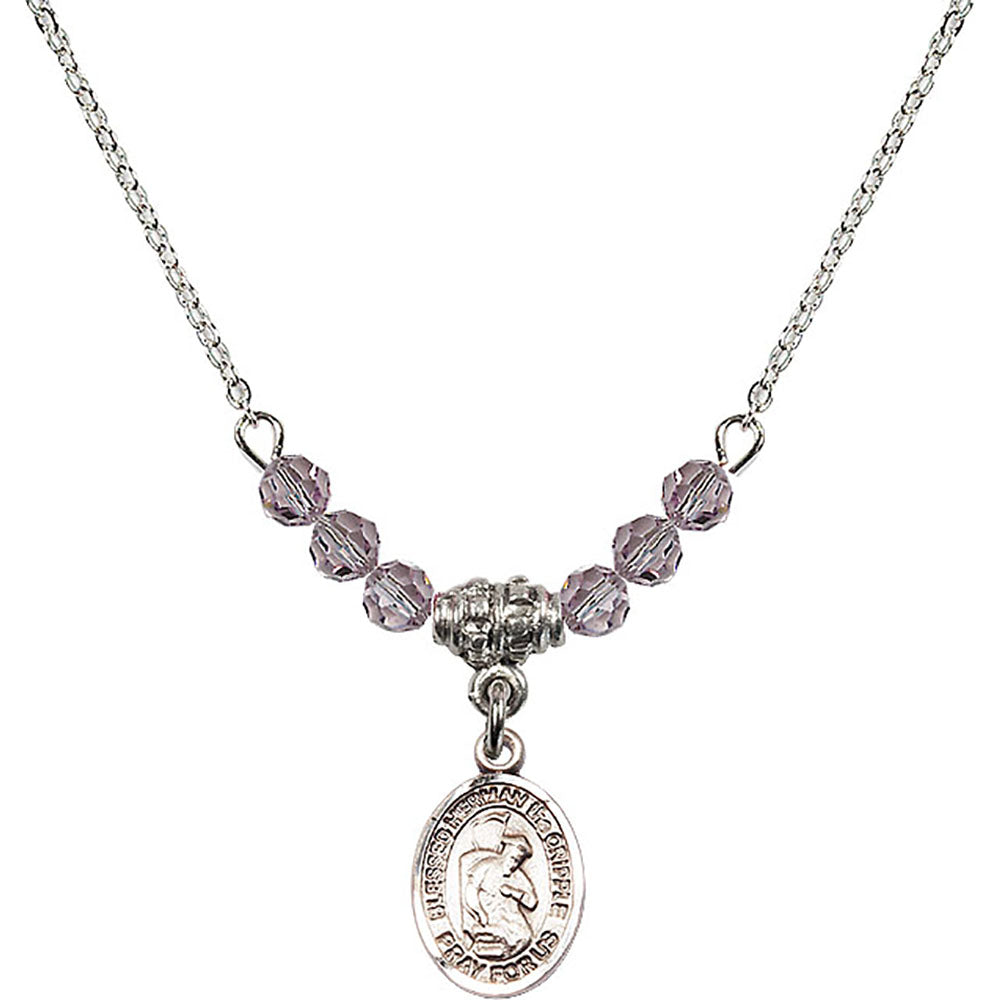 Sterling Silver Blessed Herman the Cripple Birthstone Necklace with Light Amethyst Beads - 9403