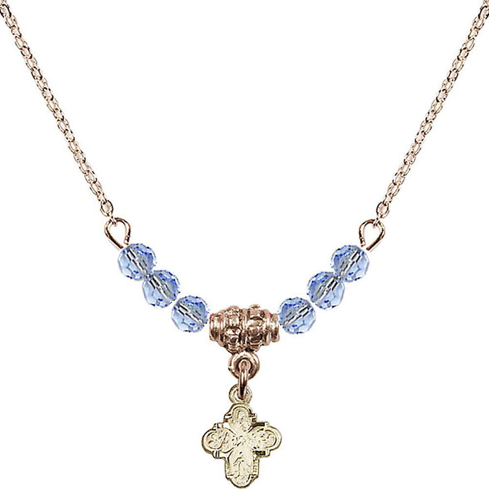 14kt Gold Filled 4-Way Birthstone Necklace with Light Sapphire Beads - 0207