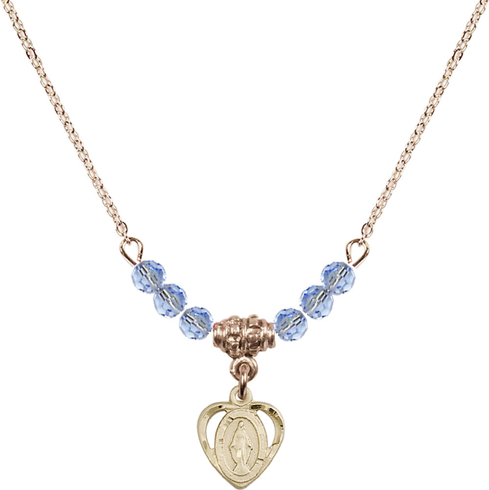 14kt Gold Filled Miraculous Birthstone Necklace with Light Sapphire Beads - 5401