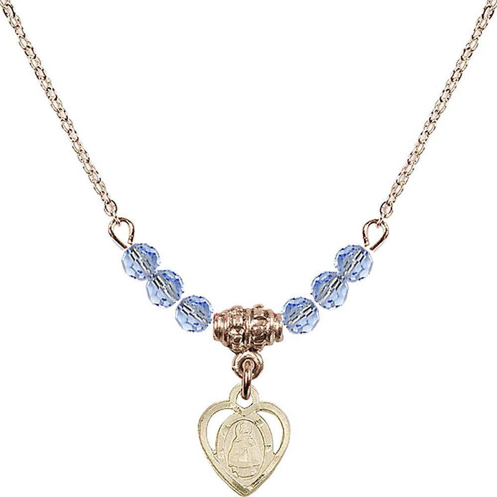 14kt Gold Filled Infant Birthstone Necklace with Light Sapphire Beads - 5413