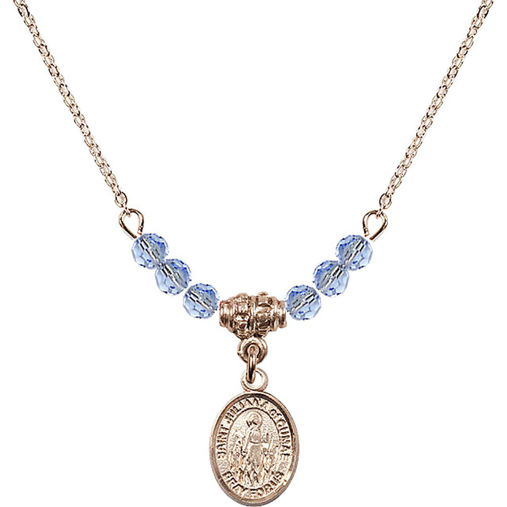 14kt Gold Filled Saint Juliana of Cumae Birthstone Necklace with Light Sapphire Beads - 9372