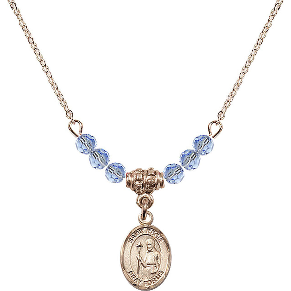 14kt Gold Filled Saint Regis Birthstone Necklace with Light Sapphire Beads - 9380