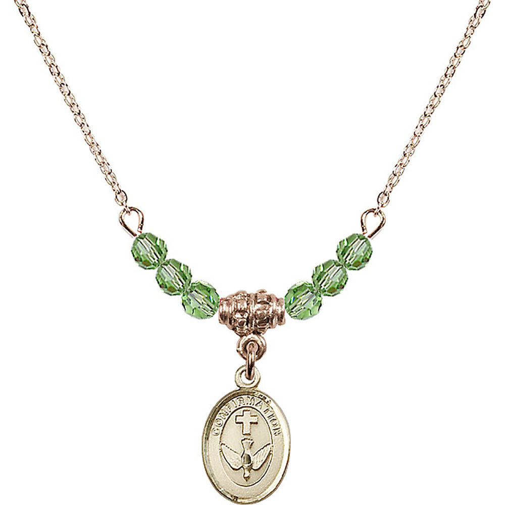 14kt Gold Filled Confirmation Birthstone Necklace with Peridot Beads - 0973