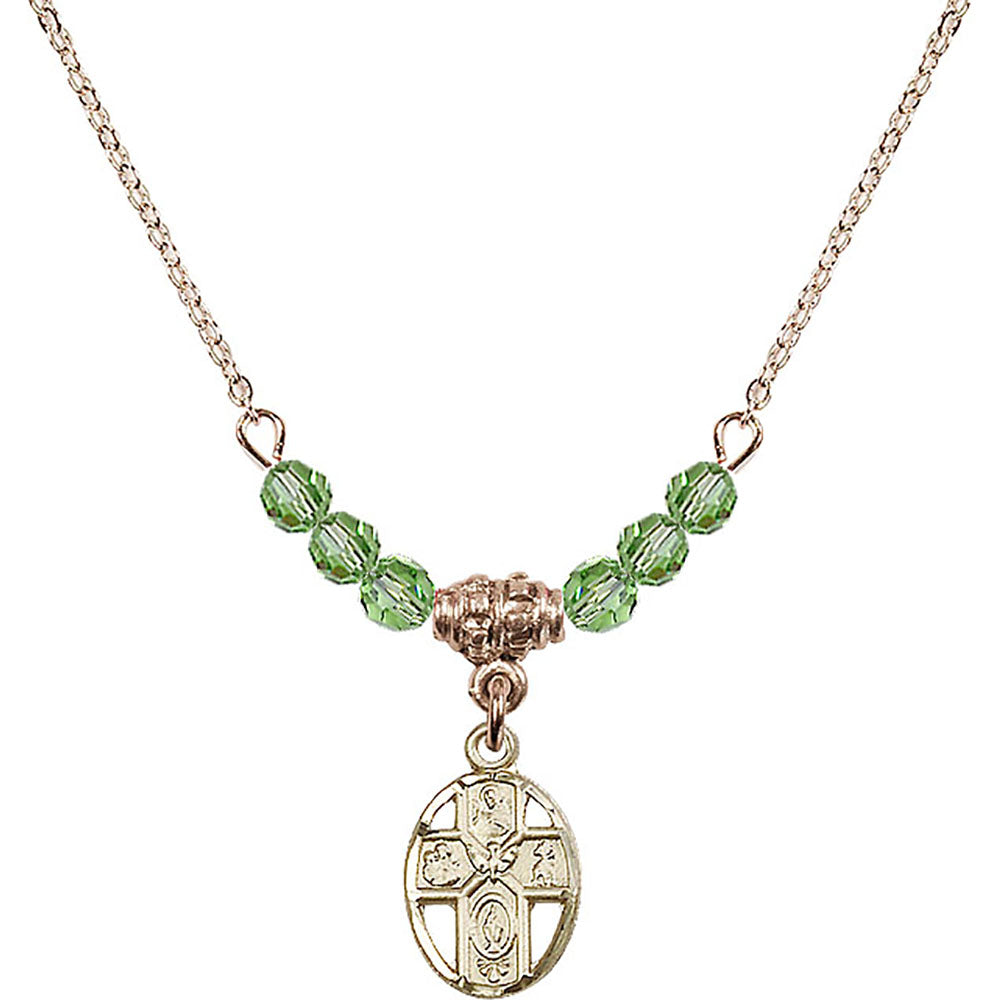 14kt Gold Filled 5-Way Birthstone Necklace with Peridot Beads - 0980