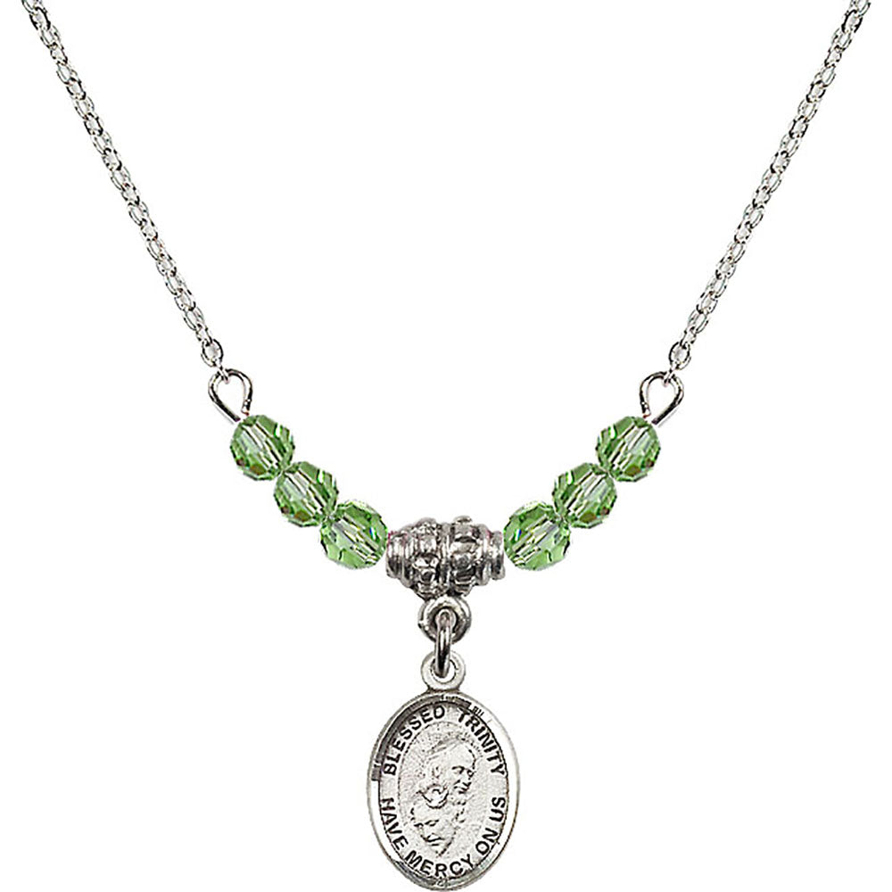 Sterling Silver Blessed Trinity Birthstone Necklace with Peridot Beads - 9249
