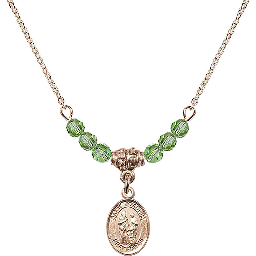 14kt Gold Filled Saint Joachim Birthstone Necklace with Peridot Beads - 9348