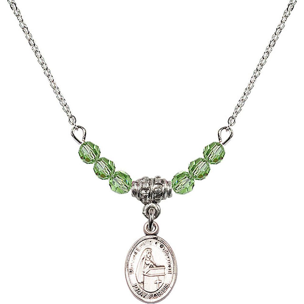 Sterling Silver Blessed Emilee Doultremont Birthstone Necklace with Peridot Beads - 9390