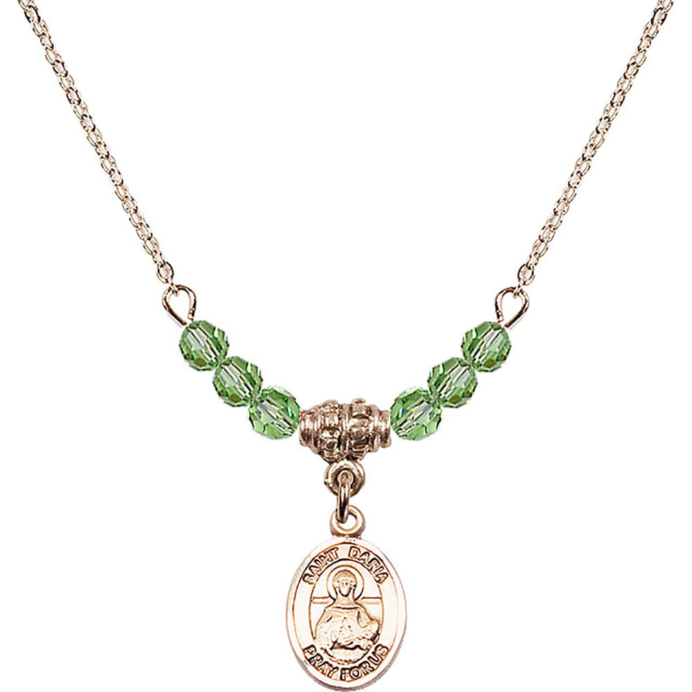 14kt Gold Filled Saint Daria Birthstone Necklace with Peridot Beads - 9396