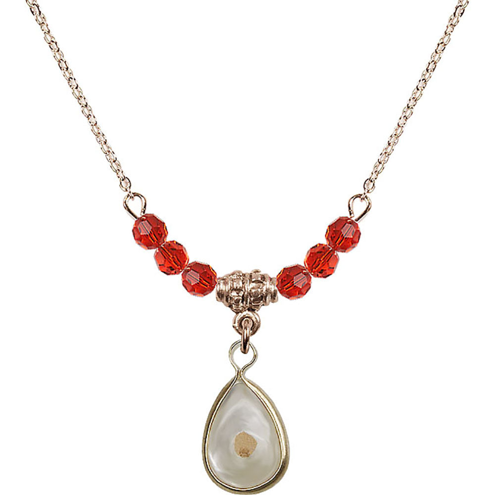 14kt Gold Filled Mustard Seed Birthstone Necklace with Ruby Beads - 1700