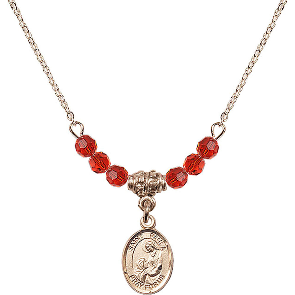 14kt Gold Filled Saint Paula Birthstone Necklace with Ruby Beads - 9359