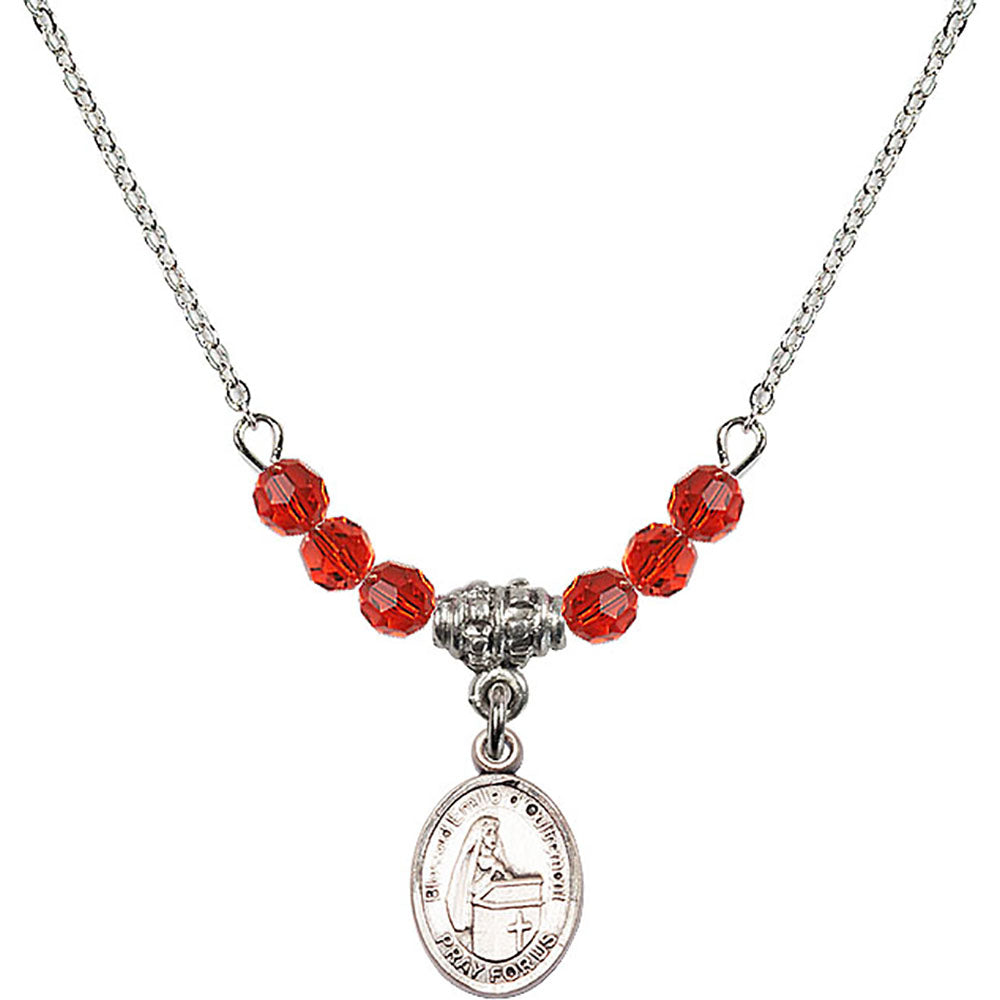 Sterling Silver Blessed Emilee Doultremont Birthstone Necklace with Ruby Beads - 9390