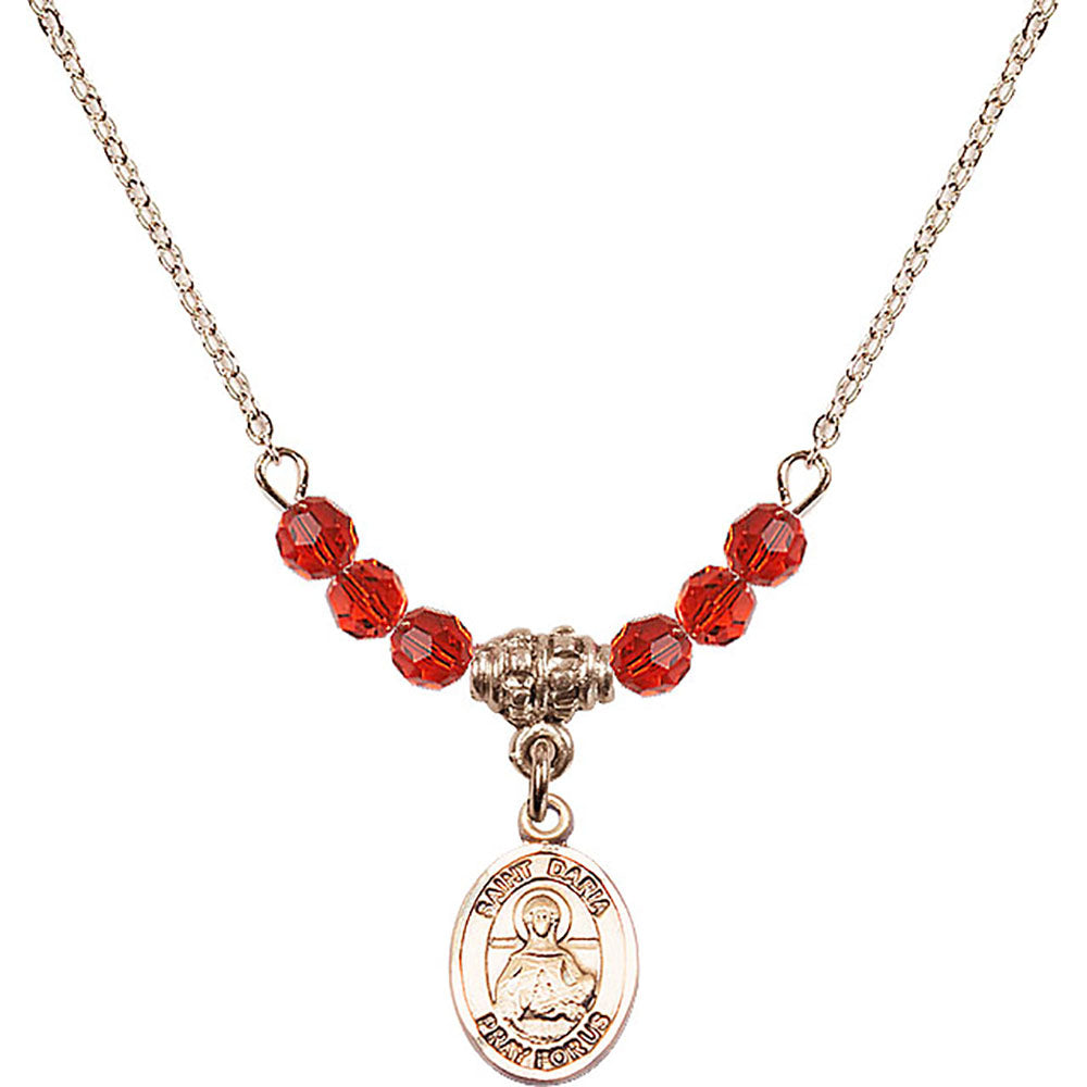 14kt Gold Filled Saint Daria Birthstone Necklace with Ruby Beads - 9396