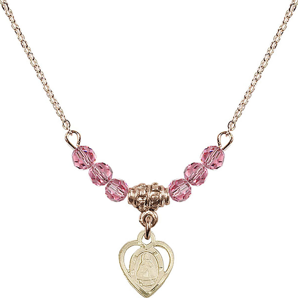 14kt Gold Filled Infant Birthstone Necklace with Rose Beads - 5413