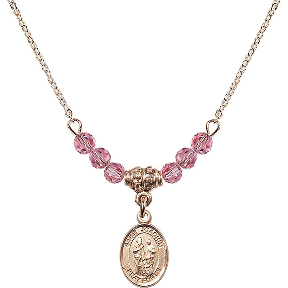 14kt Gold Filled Saint Joachim Birthstone Necklace with Rose Beads - 9348