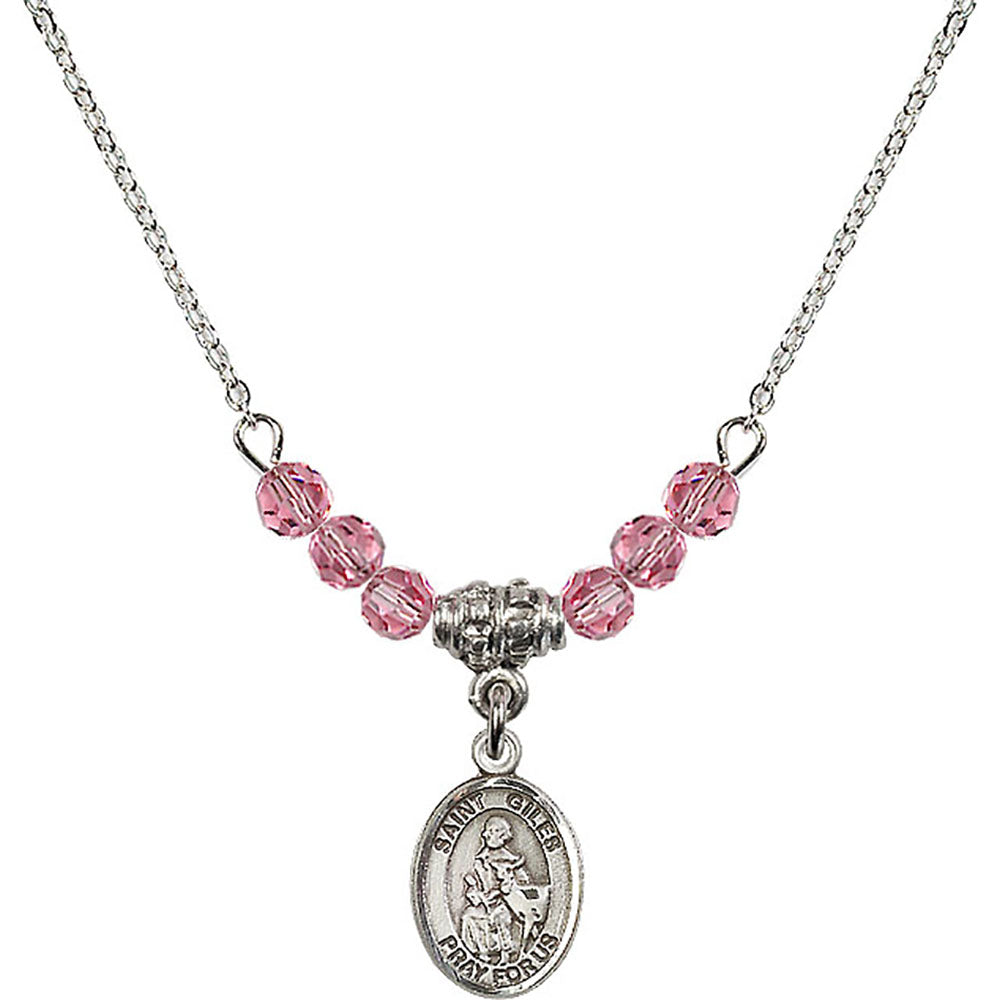 Sterling Silver Saint Giles Birthstone Necklace with Rose Beads - 9349