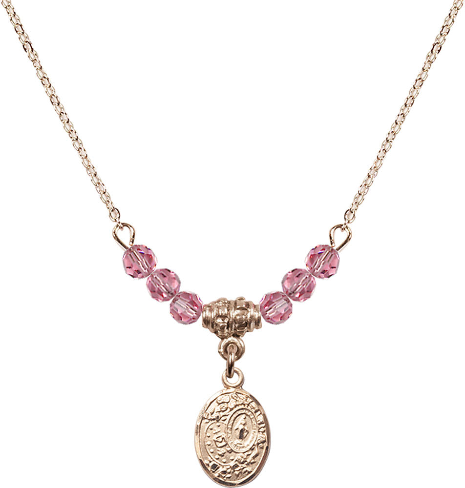 14kt Gold Filled Miraculous Birthstone Necklace with Rose Beads - 9682