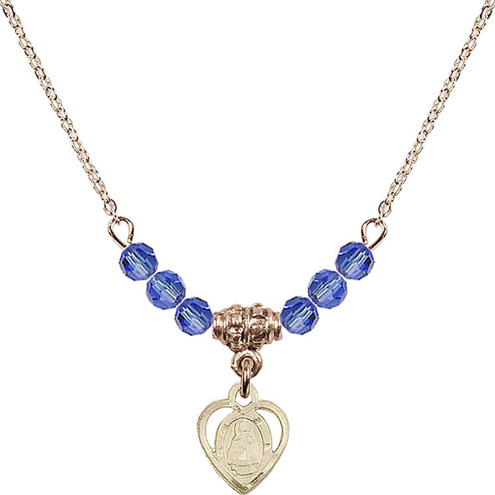14kt Gold Filled Infant Birthstone Necklace with Sapphire Beads - 5413