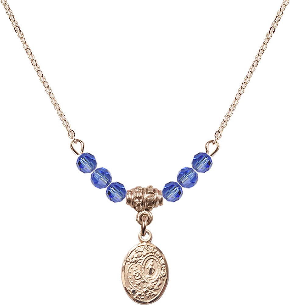 14kt Gold Filled Miraculous Birthstone Necklace with Sapphire Beads - 9682