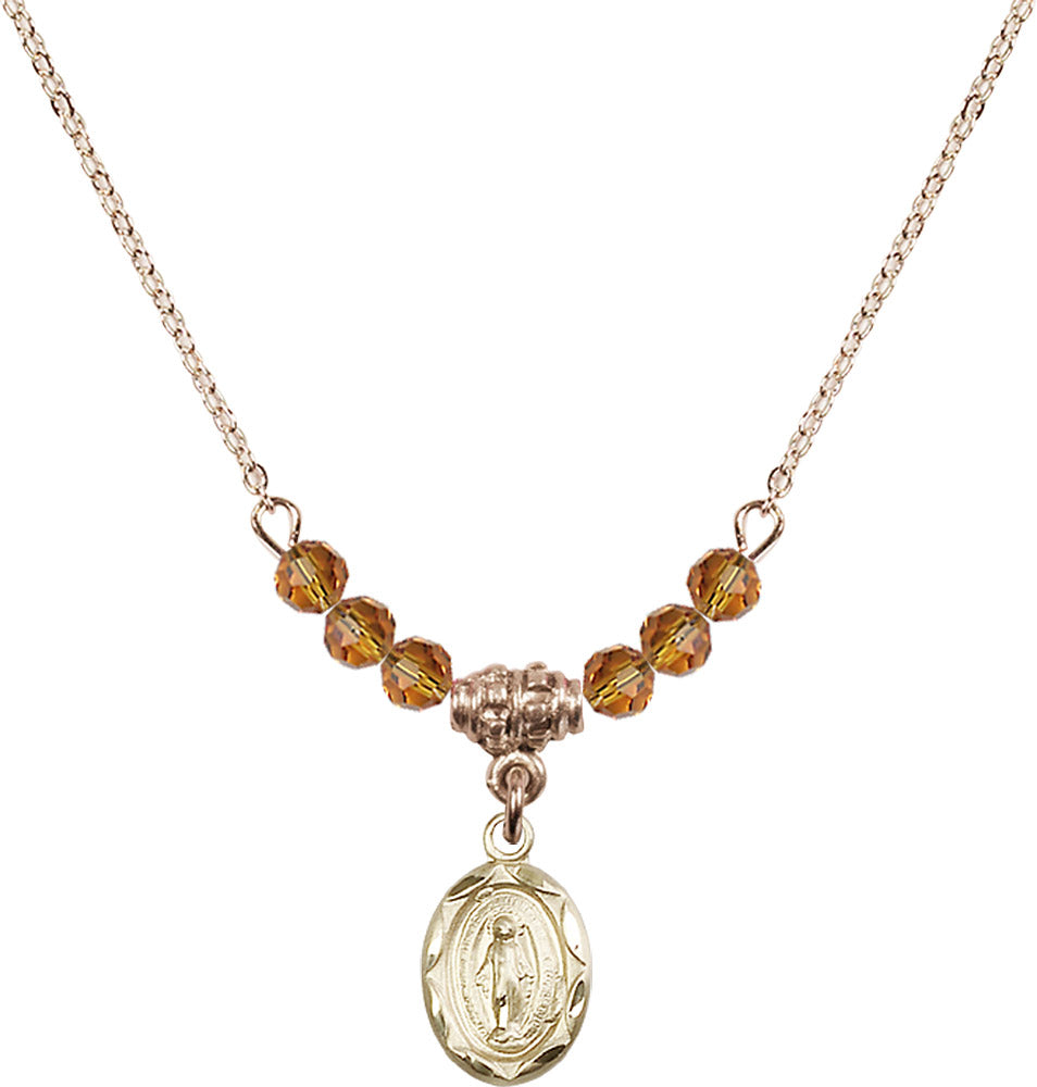14kt Gold Filled Miraculous Birthstone Necklace with Topaz Beads - 0301