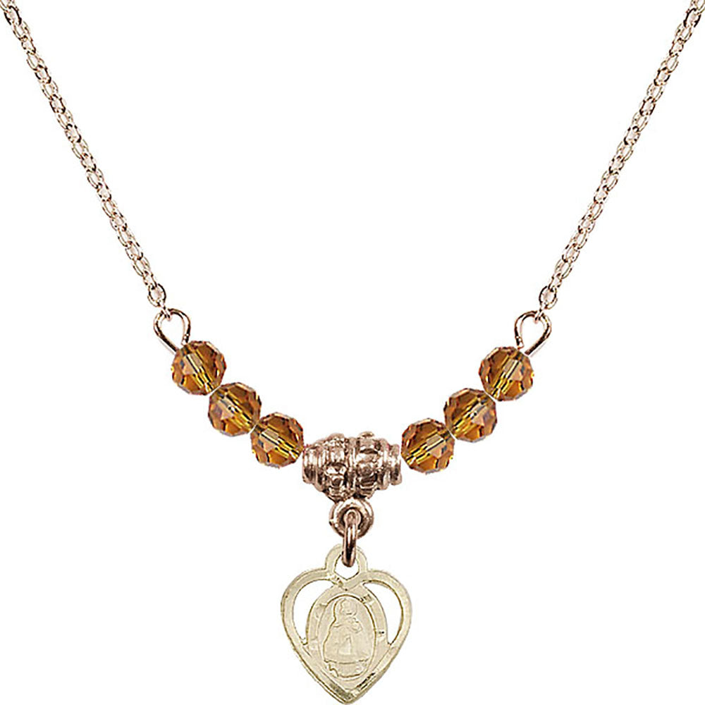 14kt Gold Filled Infant Birthstone Necklace with Topaz Beads - 5413