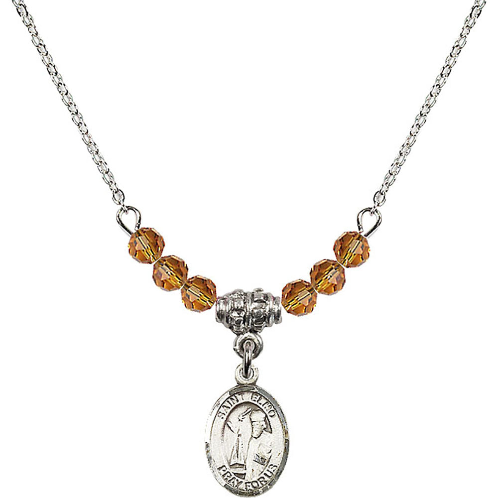 Sterling Silver Saint Elmo Birthstone Necklace with Topaz Beads - 9031