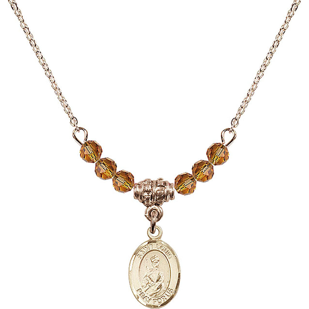 14kt Gold Filled Saint Louis Birthstone Necklace with Topaz Beads - 9081