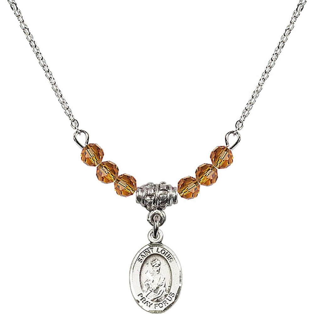 Sterling Silver Saint Louis Birthstone Necklace with Topaz Beads - 9081