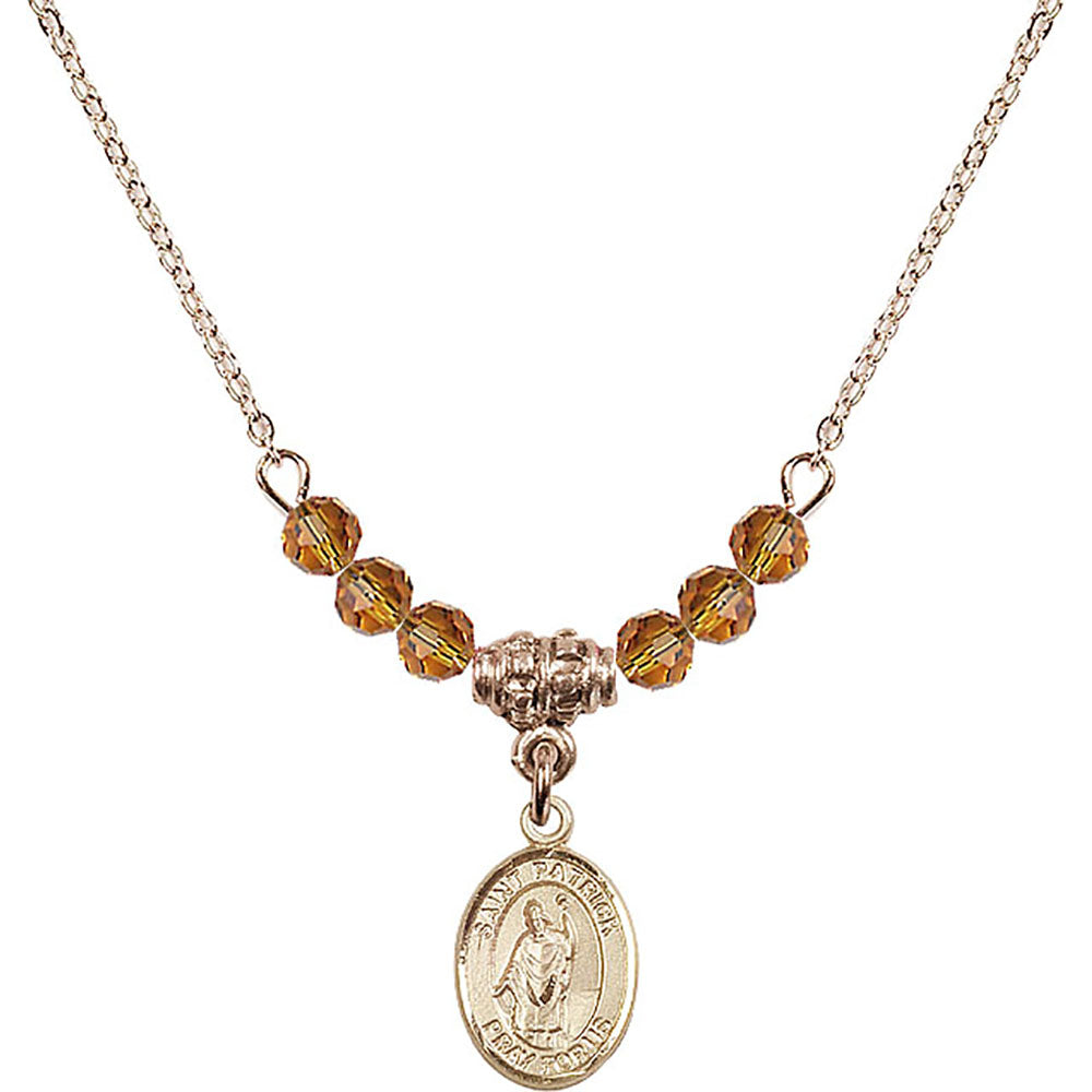 14kt Gold Filled Saint Patrick Birthstone Necklace with Topaz Beads - 9084