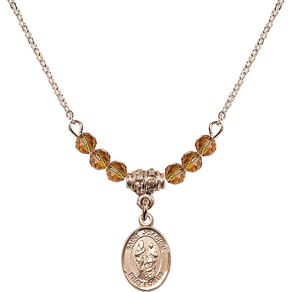 14kt Gold Filled Saint Joachim Birthstone Necklace with Topaz Beads - 9348