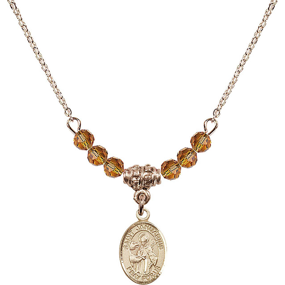 14kt Gold Filled Saint Januarius Birthstone Necklace with Topaz Beads - 9351