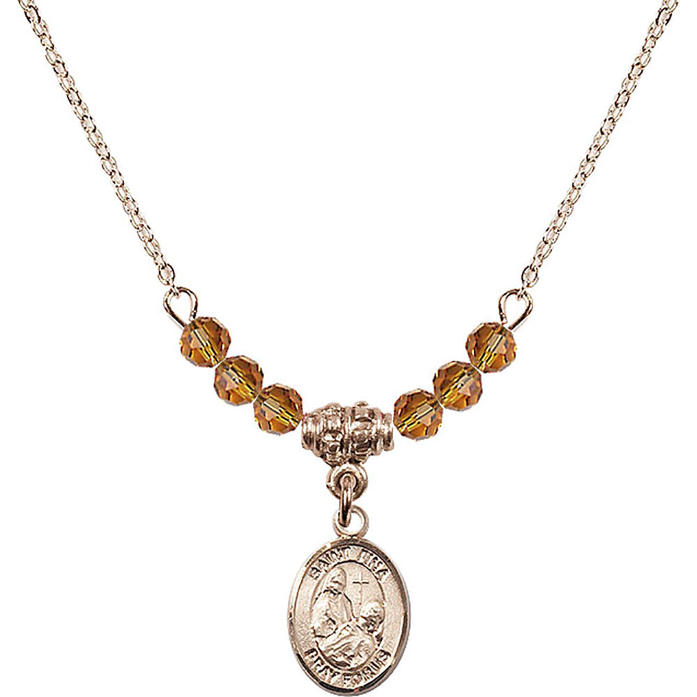 14kt Gold Filled Saint Fina Birthstone Necklace with Topaz Beads - 9364
