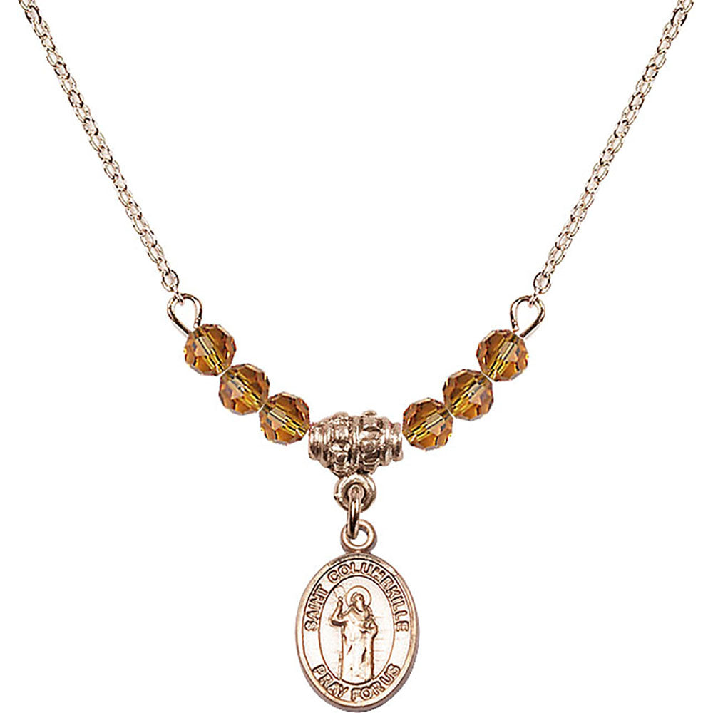 14kt Gold Filled Saint Columbkille Birthstone Necklace with Topaz Beads - 9399
