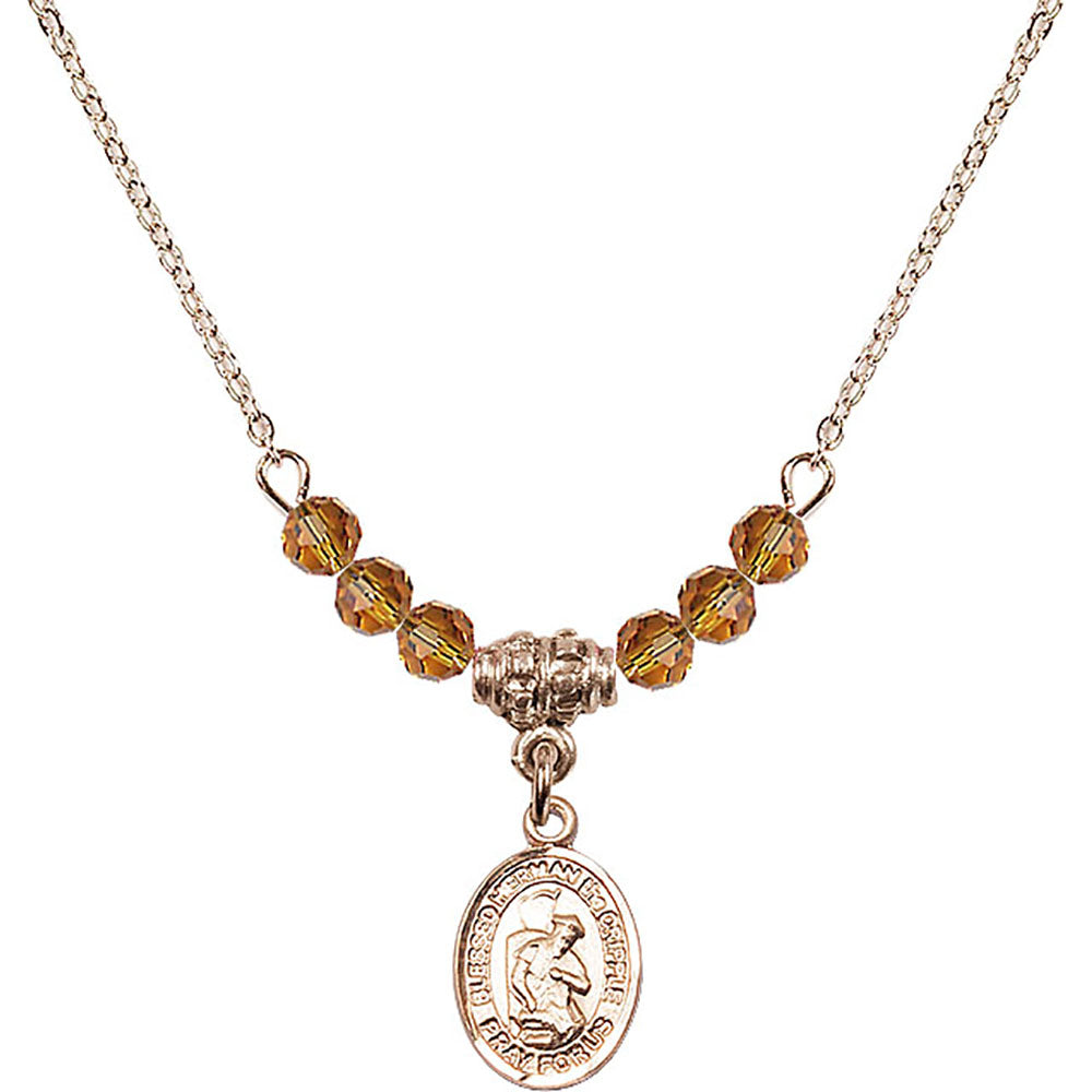 14kt Gold Filled Blessed Herman the Cripple Birthstone Necklace with Topaz Beads - 9403