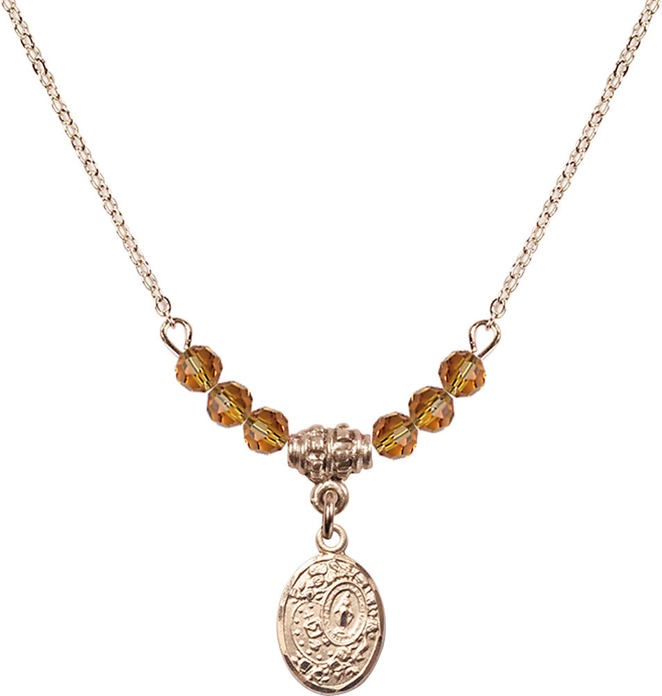 14kt Gold Filled Miraculous Birthstone Necklace with Topaz Beads - 9682