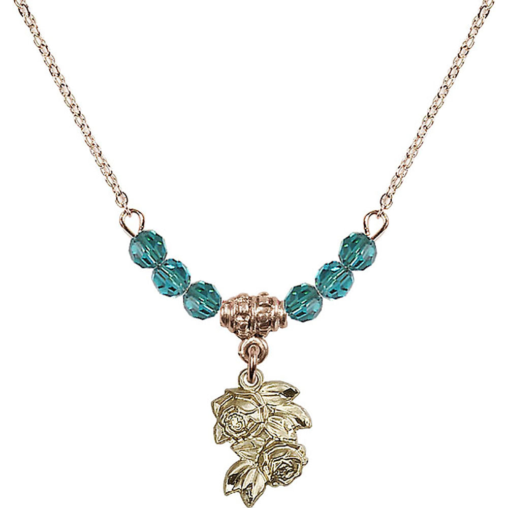 14kt Gold Filled Rose Birthstone Necklace with Zircon Beads - 0204