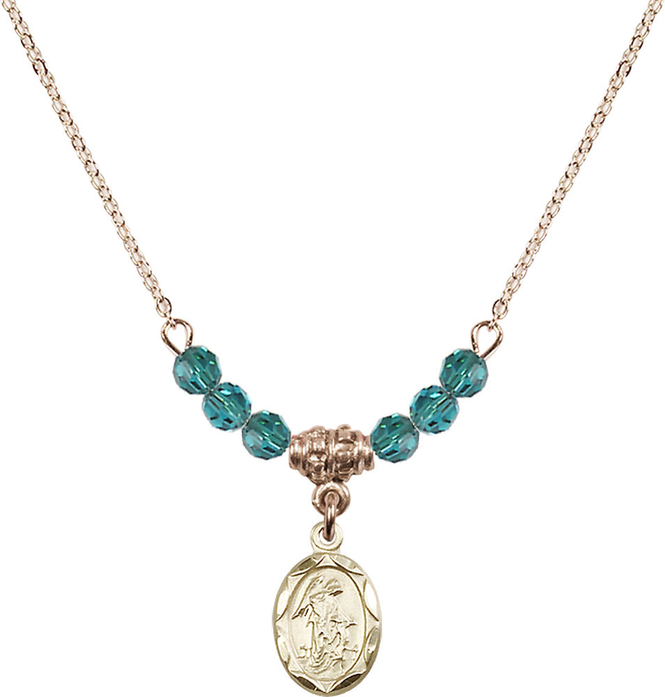14kt Gold Filled Guardian Angel Birthstone Necklace with Zircon Beads - 0301