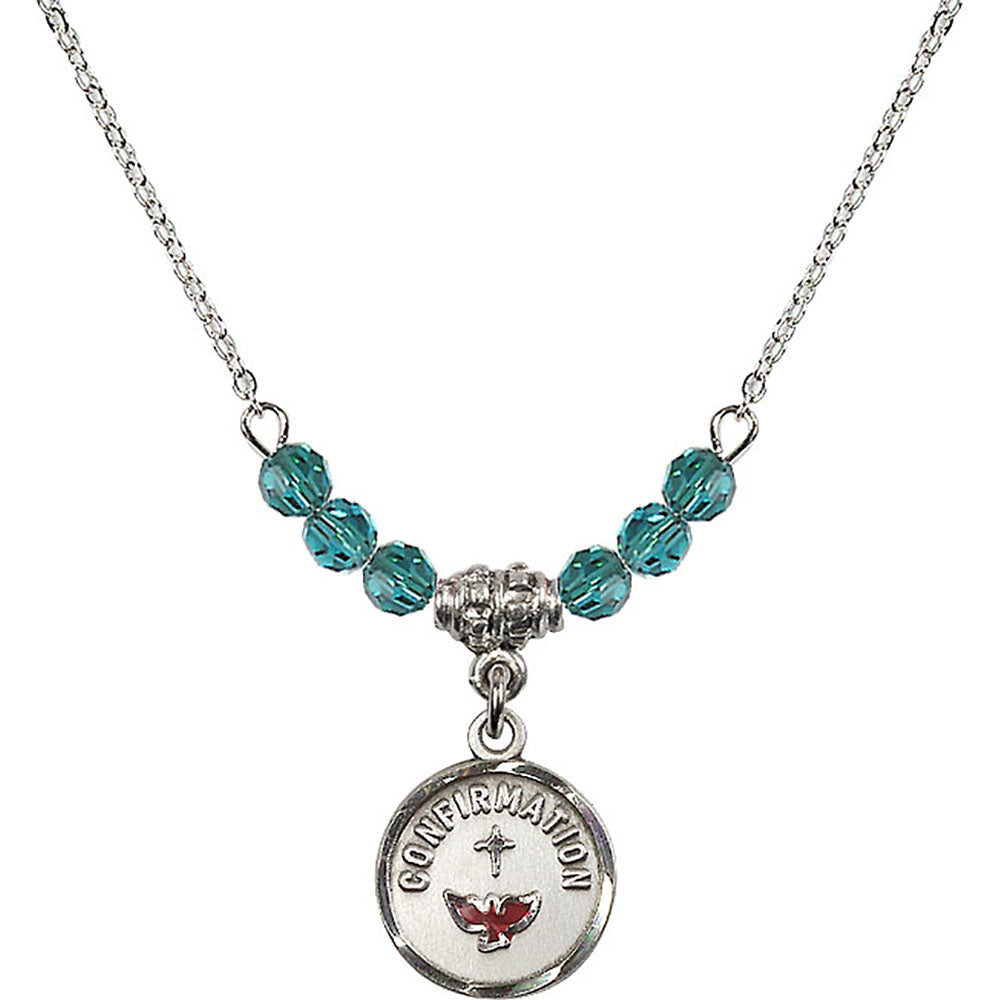Sterling Silver Confirmation Birthstone Necklace with Zircon Beads - 0601