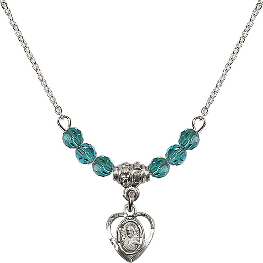 Sterling Silver Scapular Birthstone Necklace with Zircon Beads - 5402