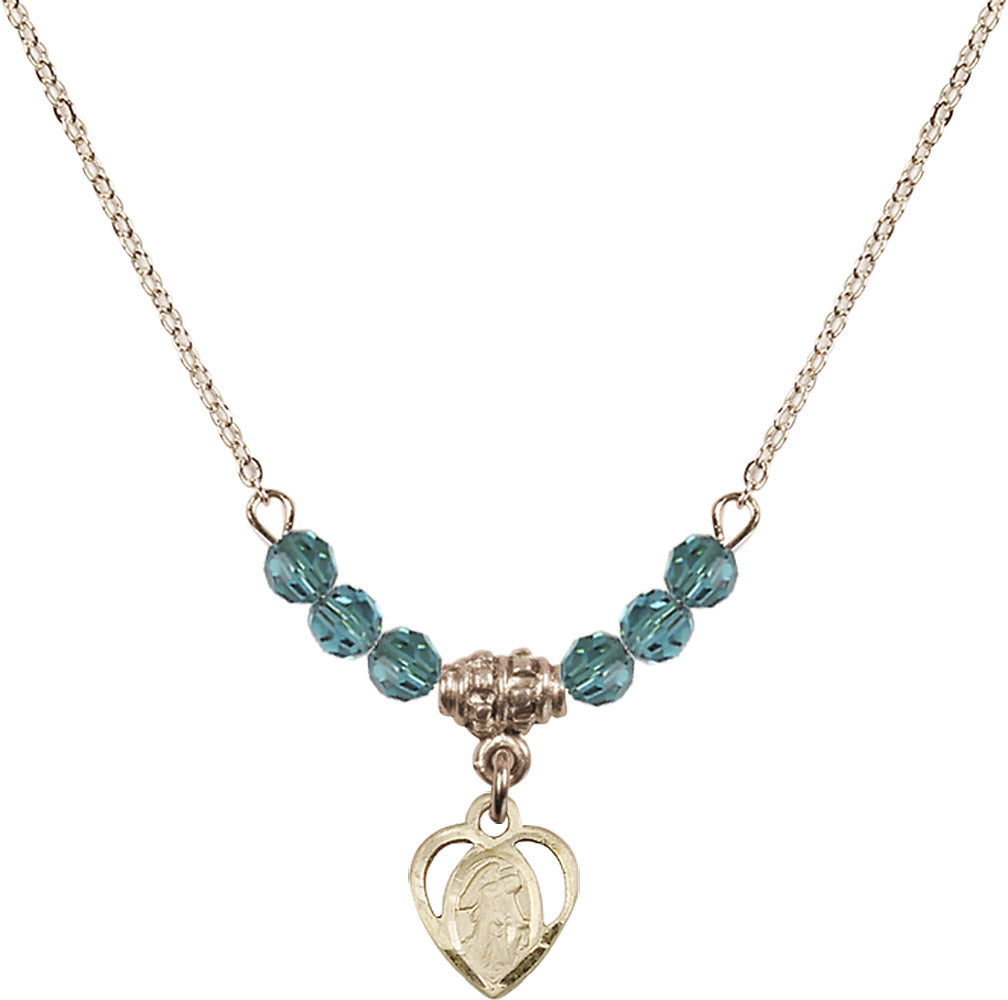14kt Gold Filled Guardian Angel Birthstone Necklace with Zircon Beads - 5407