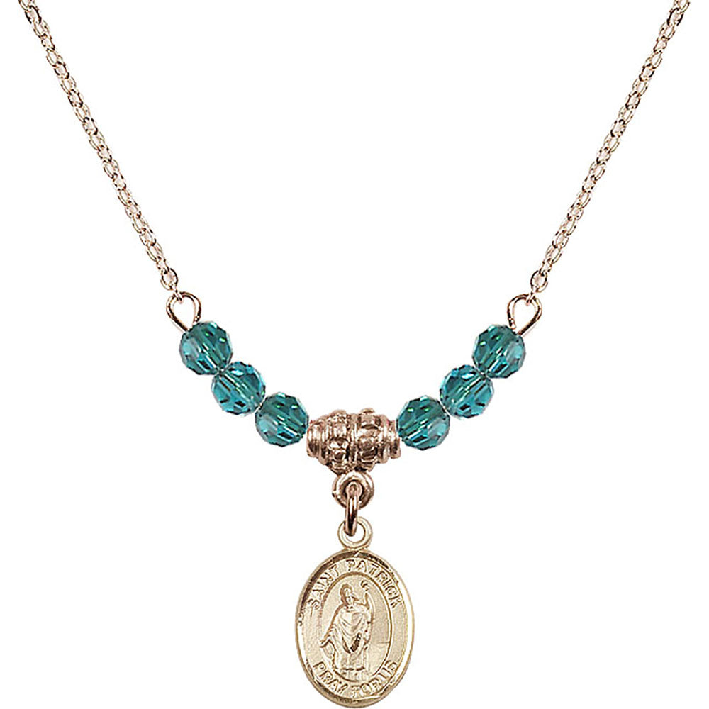 14kt Gold Filled Saint Patrick Birthstone Necklace with Zircon Beads - 9084
