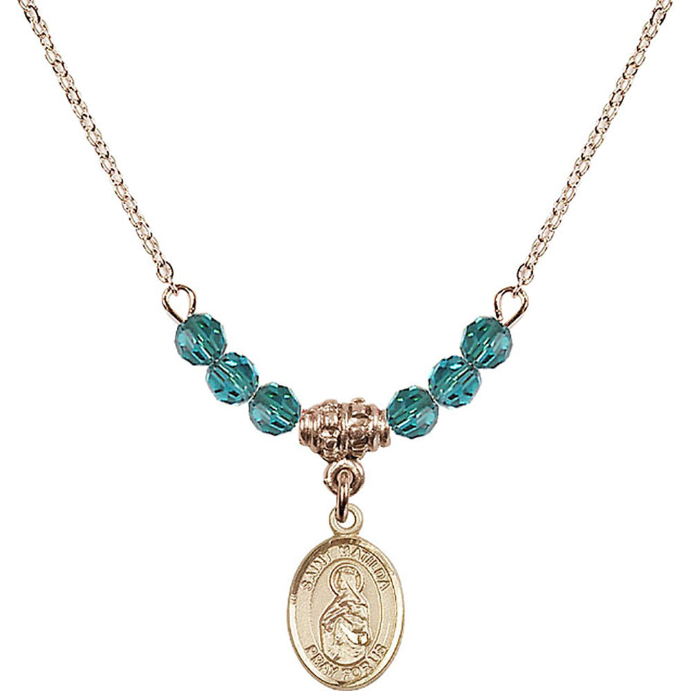 14kt Gold Filled Saint Matilda Birthstone Necklace with Zircon Beads - 9239